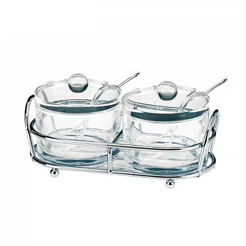 Holar Taiwan Made Clear Jam Jar Condiment Set with Spoon