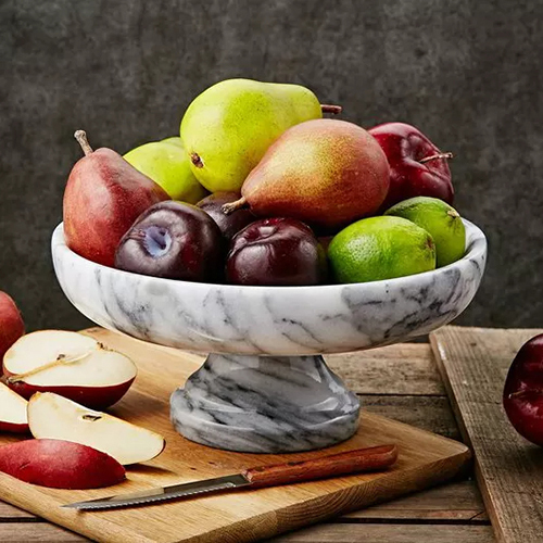Holar Taiwan Made 10 Inch Decorative Footed Marble Fruit Bowl Holder With Stand Application: Industrial