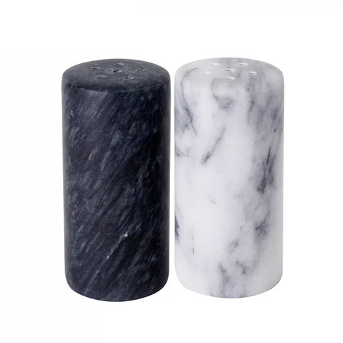 Holar Taiwan Made Cylindrical Black White Marble Spice Salt And Pepper Shaker Set Application: Industrial