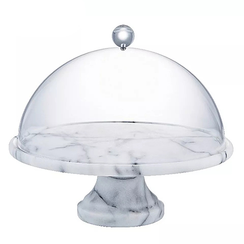 Holar Taiwan Made Footed Display Marble Pedestal Cake Serving Stand With Plastic Dome Application: Industrial