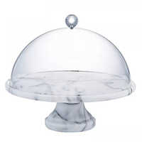 Holar Taiwan Made Footed Display Marble Pedestal Cake Serving Stand with Plastic Dome