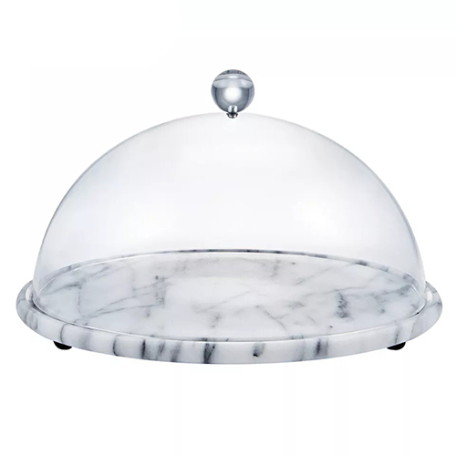Holar Taiwan Made Prime Marble Round Cake Serving Stand Plate With Clear Dome Cover Application: Industrial