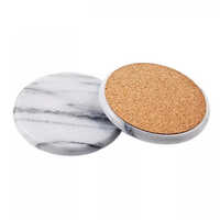 Holar Taiwan Made Set of 6 4 Inch Wide Round Marble Stone Coasters for Drinks Cup