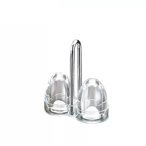Holar Taiwan Made Egg Shaped Acrylic Salt and Pepper Shaker Set with Stand