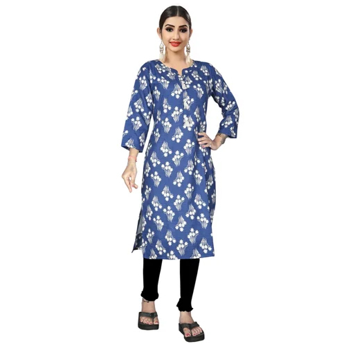 Ladies Printed Cotton Kurti - Cotton Material, Customized Size, Printed Pattern - Washable Daily Wear for Effortless Style and Comfort