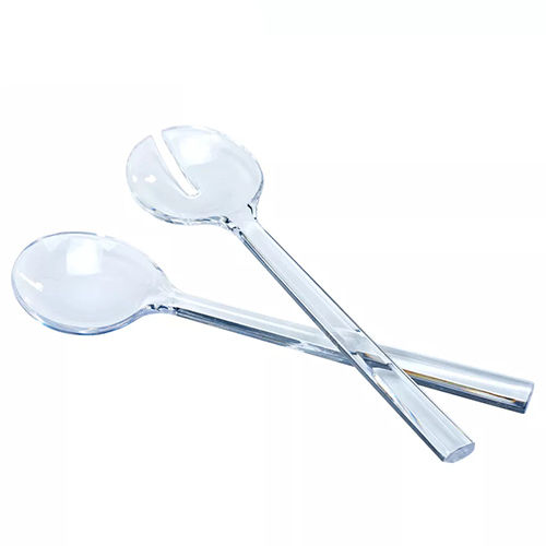 Holar Taiwan Made Transparent Hard Plastic Salad Spoon Fork Server Set