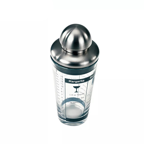 Holar Taiwan Made Glass Stainless Steel Cocktail Shaker with Recipes