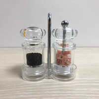 Holar Taiwan Made Clear Acrylic Salt and Pepper Set with Stand