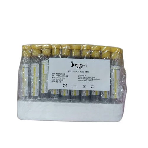 Insight Acd Tubes 8.5ml - Glass Material, Designed for Hospital Use | Durable and Reliable Sample Collection Solutions
