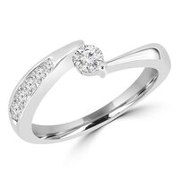 Round Cut Diamond Two Prong Lab Created Diamond Rings In 14k White Gold 1 CT
