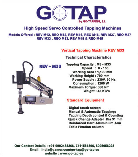 1200 Watt 360 Nm Torque Automatic Electrical Tapping Machine Vertical model REV M33 model