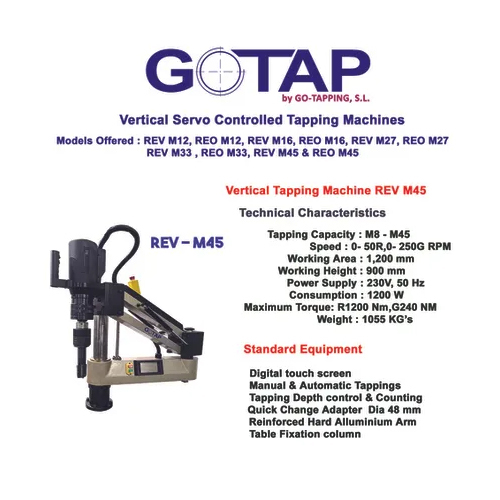 1200 Watt Semi Automatic Precision Electrical Tapping Machine vertical REV M45