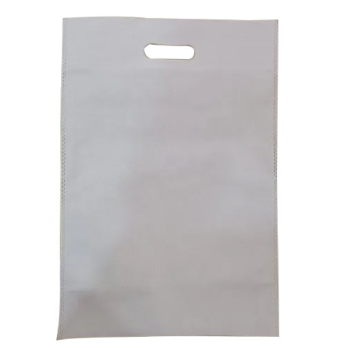 Non Woven White D Cut Bag - Non Woven Fabric Material, Ideal for Shopping | Patch Handle, Handle Style with Enhanced Durability