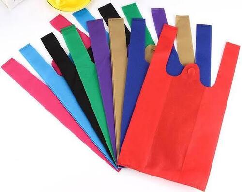 Non Woven W Cut Bag - Non Woven Fabric, Vest Handle | Shopping Bag Style with Handle for Industrial Use
