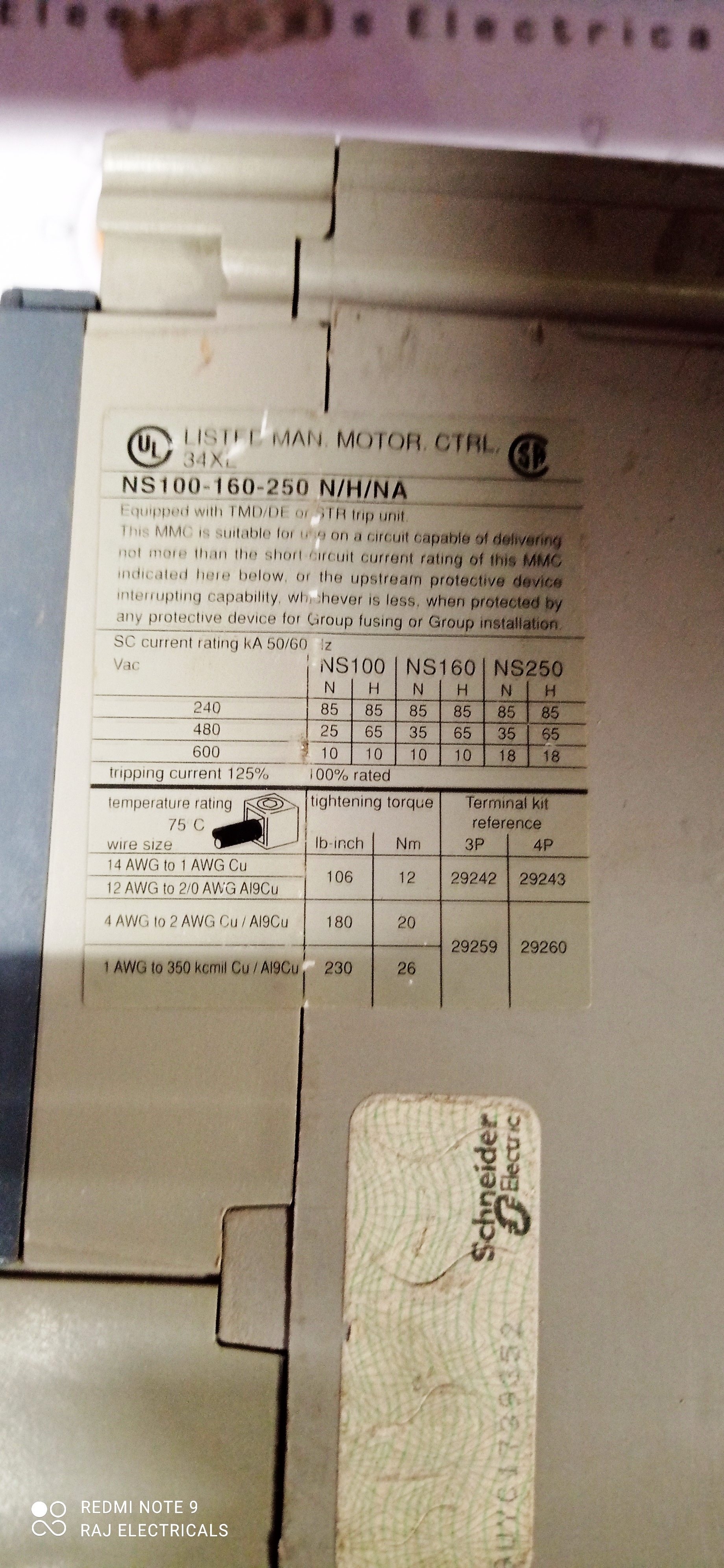 SCHNEIDER (CVS 100N) 160A 3P MCCB