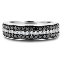 Black And Lab Grown Diamonds Eternity Bands 14k White Gold 3 CT