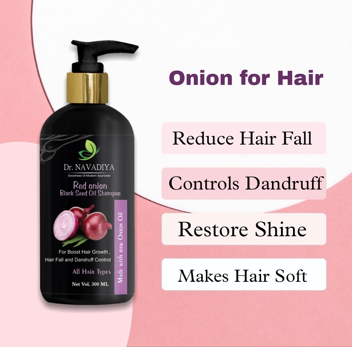 Dr. NAVADIYA's Onion Hair Shampoo For Hair Growth and Hair Fall Control  (300 ml)