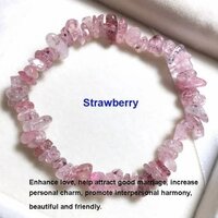 Strawberry Quartz Chips Bracelet - Strawberry Quartz Material, Adjustable Size, Pink Color , Perfect For Love And Friendship Gifting