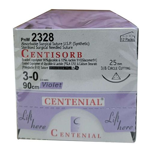 Steel Centenial 90Cm Absorbable Surgical Suture Usp