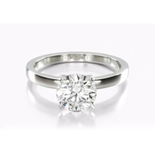 14K White Gold 2Mm Comfort Fit Solitaire Engagement Ring - Diamond Cut: Excellent