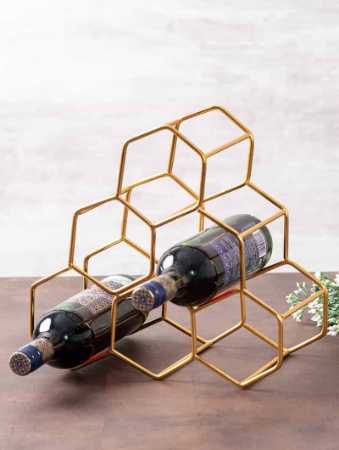 Bottle Rack With Golden Stand