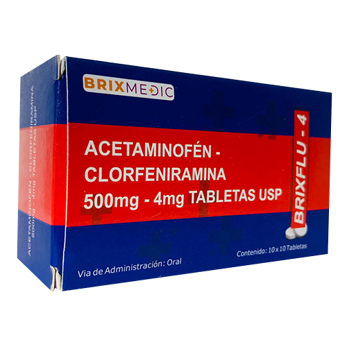 Brixflu 4 500mg Acetaminofen Clorfeniramina Tablets USP
