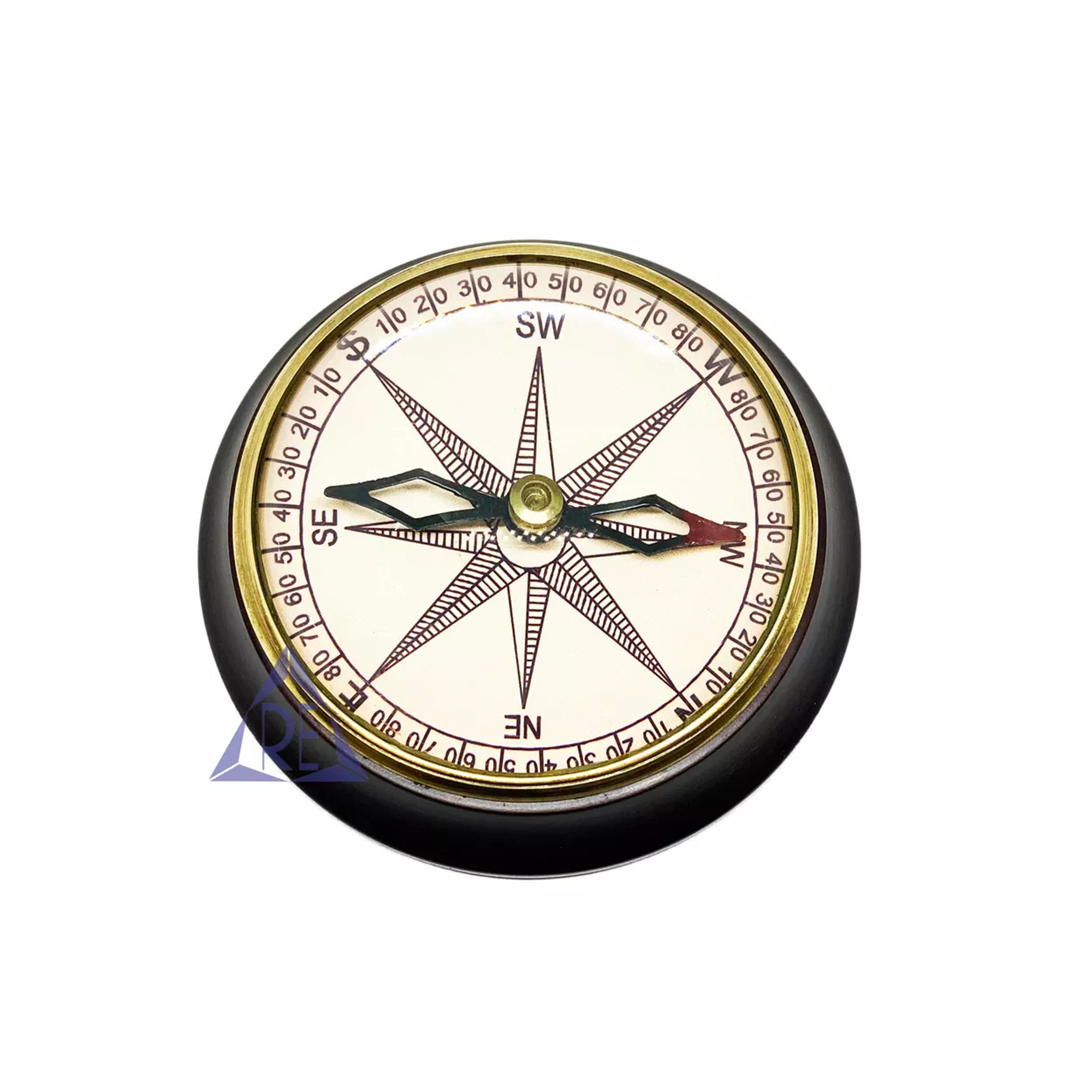 Handmade Collectible Maritime Wooden Base Compass Pocket Compass Desk Compass