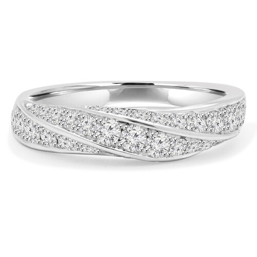 Lab Grown Diamond Semi-Eternity Bands In 18k White Gold 1 CT