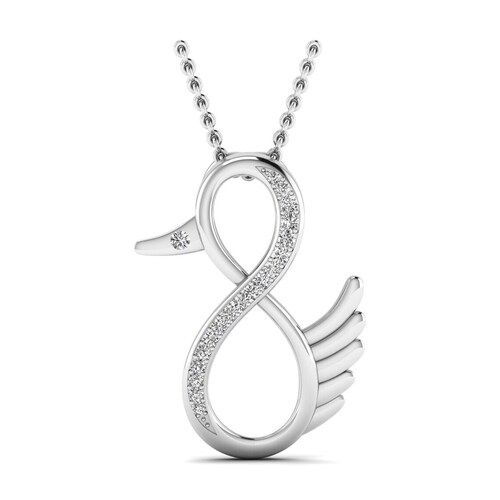 Penguin Diamond Pendant In Lab Grown Diamond 10K White Gold 0.30 Ct 1 Inches Diamond Clarity: Vs2