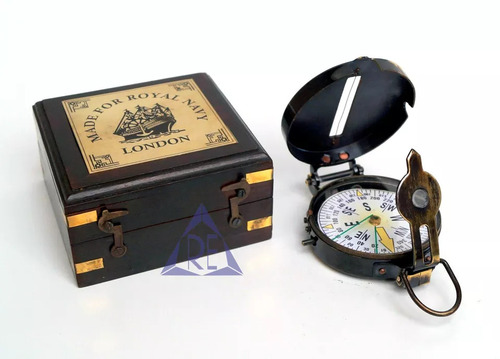 Antique Brass Prismatic Map Compass Lensatic Compass With Wood Box Handmade Gift engineering compass