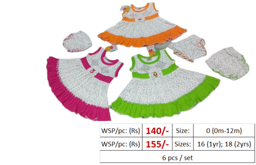 Girls Baby Cotton Dress - 6pics Cotton Frock Set for Newborns (0-2 Years) | Sleeveless, Multi-Patterned, Ethnic Style with Pants