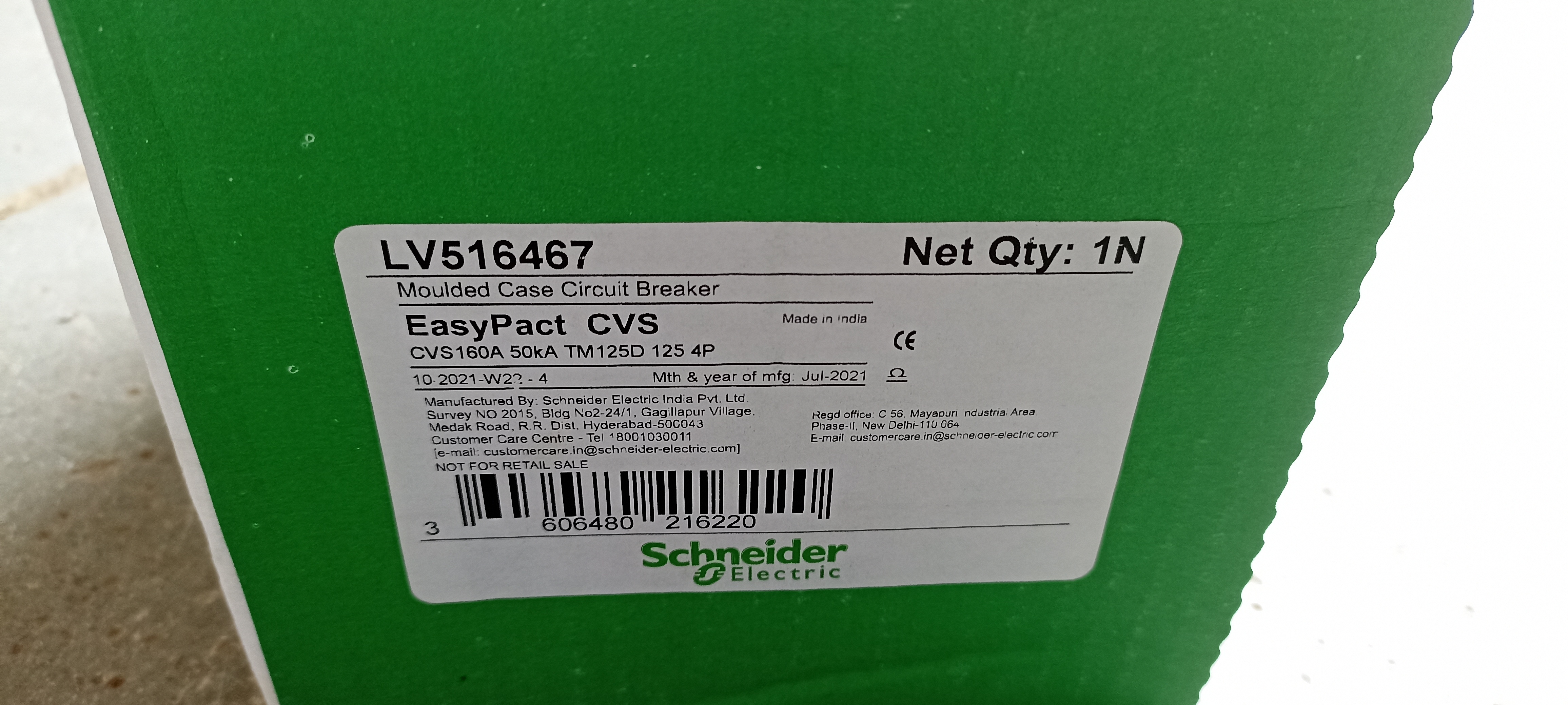 SCHNEIDER (CVS 160F) 125A 4P MCCB