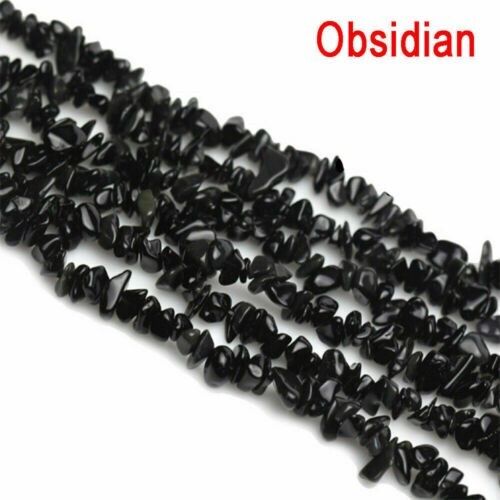 Black Obsidian Gemstone Chips String