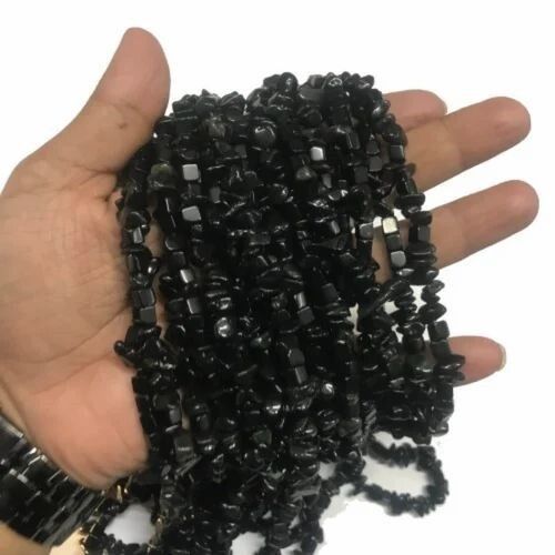 Black Obsidian Gemstone Chips String
