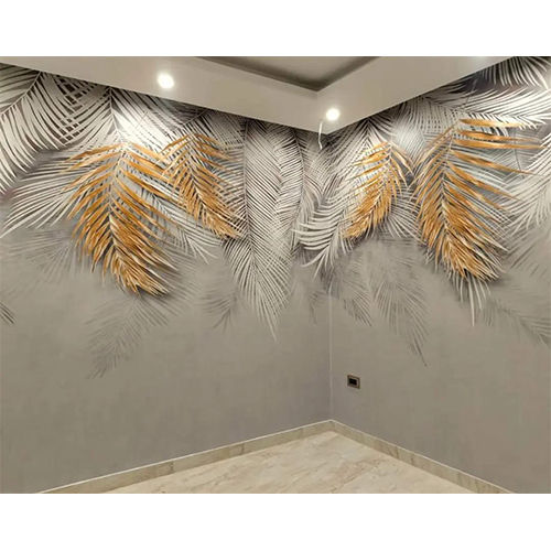 Gold Palm Leaf Customized Wallpaper Size: Different Size