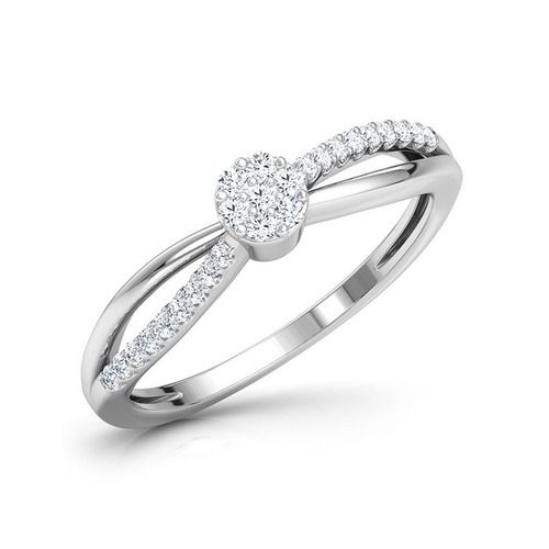 Round Shape Lab Grown Cluster Diamond Ring In 14k White Gold 1 CT