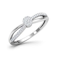 Round Shape Lab Grown Cluster Diamond Ring In 14k White Gold 1 CT