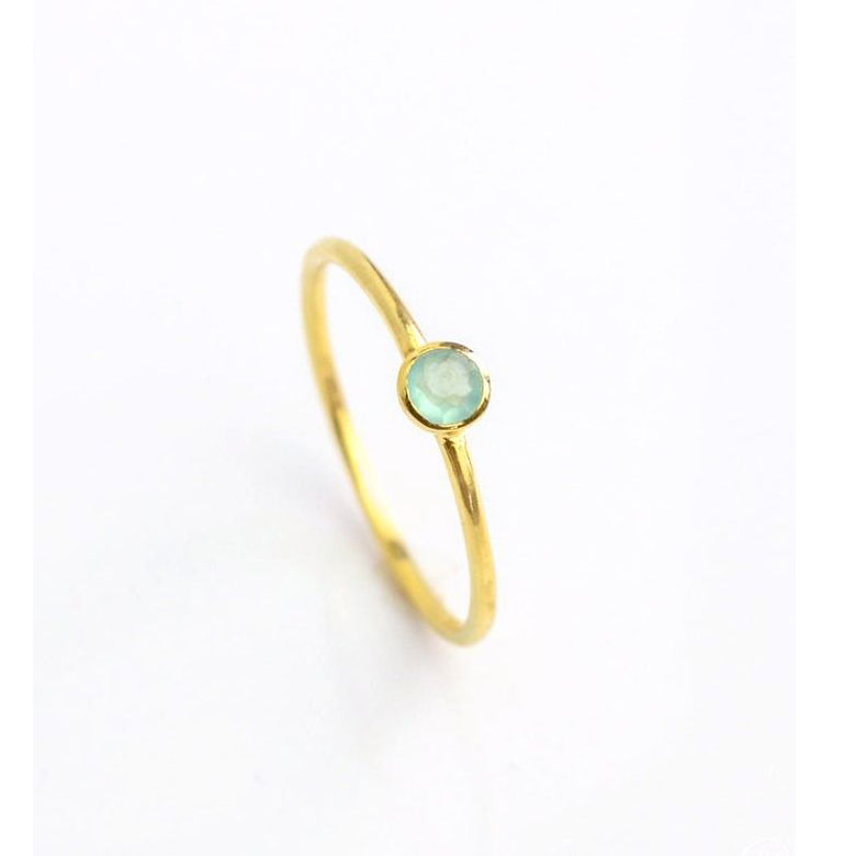 Tiny Gemstone Round Shape Gold Vermeil Ring