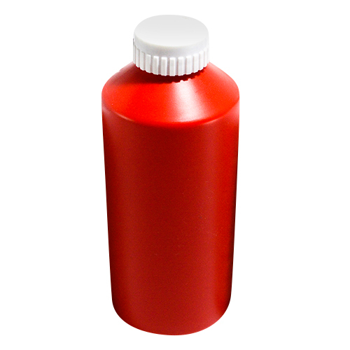 Red HDPE Bottle - Plastic, 1000 Ml, Round | Red-White Color, Screw Cap Sealing, Ideal for Chemical and Pharmaceutical Industries