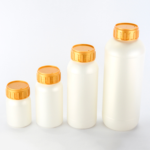 HDPE Imida Bottles - Plastic, 500 ml Size, 180.90 mm Height, White-Golden Color | Round Shape, Screw Cap, Chemical Industrial Use