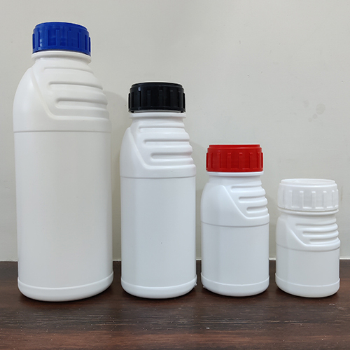 HDPE SX Bottles - Plastic, 100 ml | White-Blue, Round Shape, Screw Cap, Stiff, Good Temperature Resistance, Ideal for Detergent & Liquids