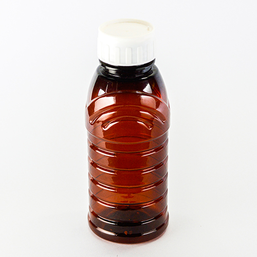 PET Cough Syrup Bottle - Plastic, 100 ml Size, Brown-White Color | Round Shape, 115 mm Height, Screw Cap Sealing Type, Industrial Use