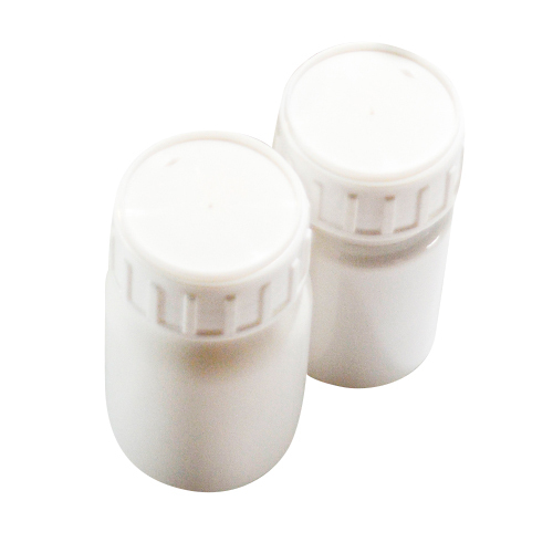 White PET Bottle - Plastic, 100 ml Size, 93.0 mm Height, Round Shape, White Color | Screw Cap, Ideal for Chemical and Pharmaceutical Use