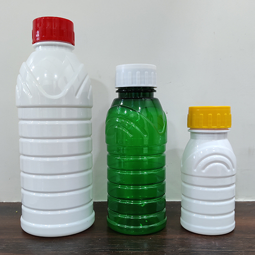 PET Double Shoulder Bottles - Plastic, 1000 ml, Height 240 mm, White-Red, Green-White, White-Yellow | Screw Cap, Round Shape, Industrial Use: Chemical, Pharmaceutical