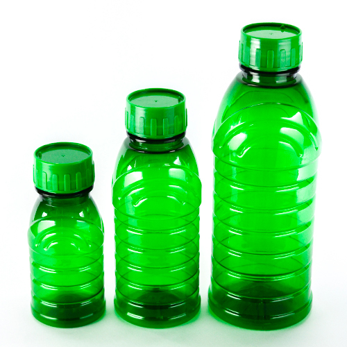 PET Round Bottle - Plastic, 250 ml, 155 mm Height, Green | Screw Cap Design for Chemical & Pharmaceutical Use