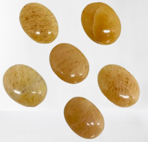 Oval Cut High Quality Polished Yellow Aventurine Palm Stone