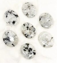 Polished White Rainbow Moonstone Palm Stone - Oval Cut, 65x45 Mm, White With Rainbow Effect, 1 Kg Weight | Natural Stone, Soothing Energy, Enhances Intuition
