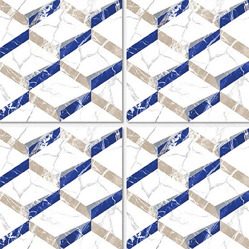 Fancy Glossy Finish 3D Series Tiles - Ceramic Material Square Edge Design Glossy Finish | Blues and Whites for Elegant Interior Ceilings