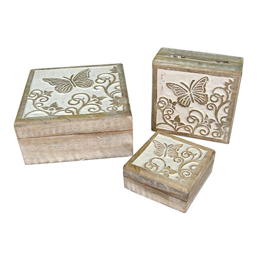 Hand Carved Wooden Jewellery Box