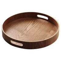 Wooden Round Tray - Standard Size, Brown Finish | Ideal For Serving And Entertaining